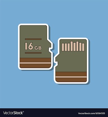 Paper sticker on background of micro sd vector image