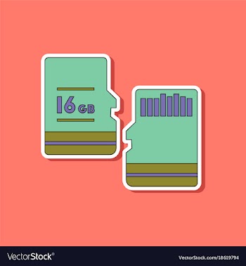 Paper sticker on background of micro sd vector image