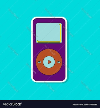 Paper sticker on background of music player vector image