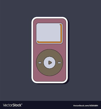 Paper sticker on background of music player vector image