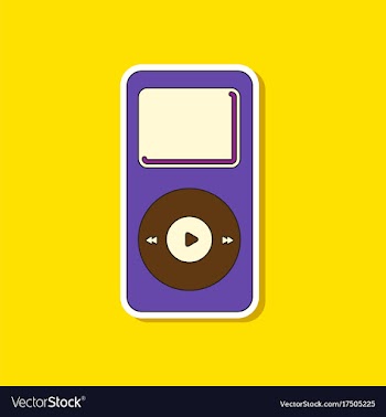 Paper sticker on background of music player vector image