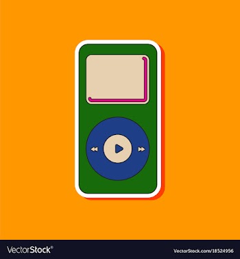 Paper sticker on background of music player vector image