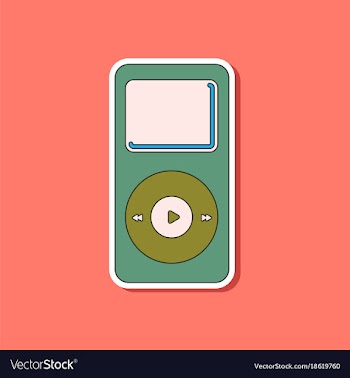 Paper sticker on background of music player vector image