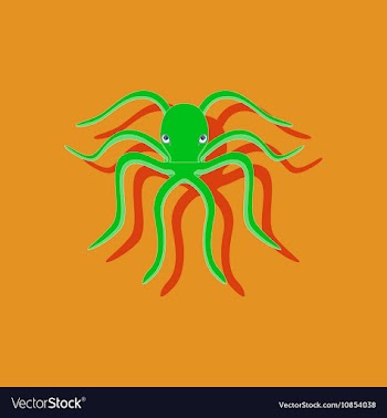 Paper sticker on background of octopus vector image