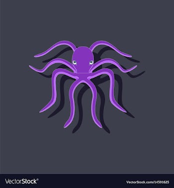 Paper sticker on background of octopus vector image