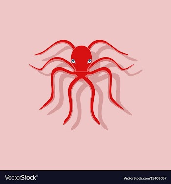 Paper sticker on background of octopus vector image