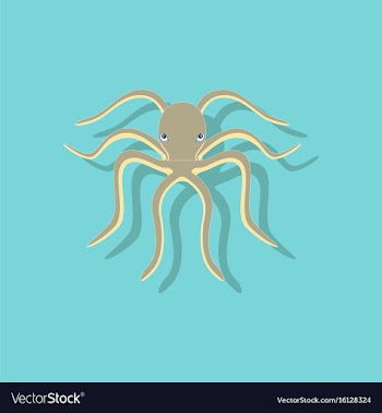 Paper sticker on background of octopus vector image