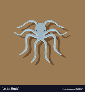 Paper sticker on background of octopus vector image