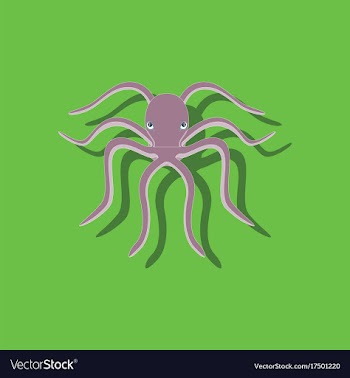 Paper sticker on background of octopus vector image