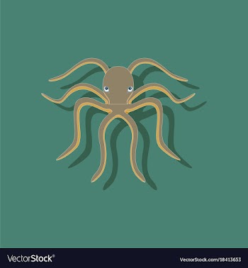 Paper sticker on background of octopus vector image
