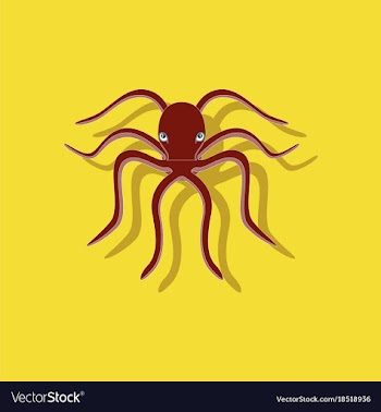 Paper sticker on background of octopus vector image