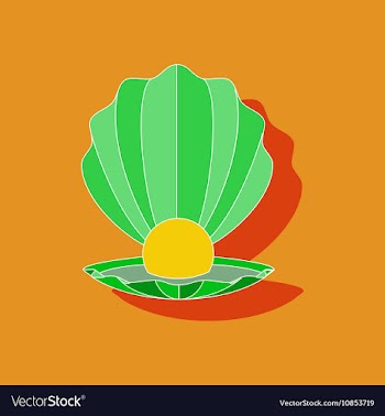 Paper sticker on background of pearl mussel vector image