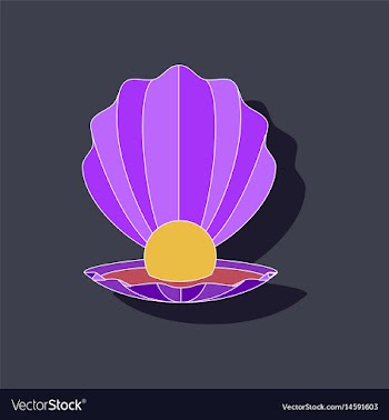 Paper sticker on background of pearl mussel vector image