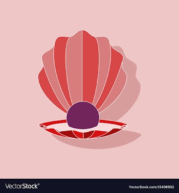 Paper sticker on background of pearl mussel vector image