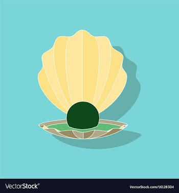 Paper sticker on background of pearl mussel vector image