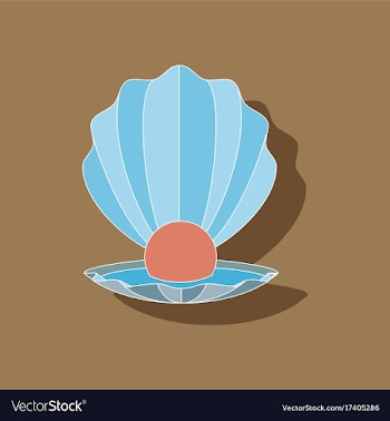 Paper sticker on background of pearl mussel vector image