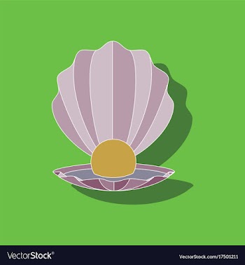 Paper sticker on background of pearl mussel vector image