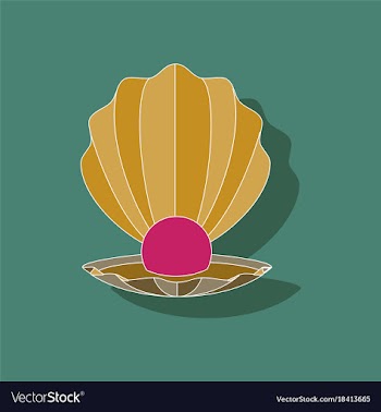 Paper sticker on background of pearl mussel vector image