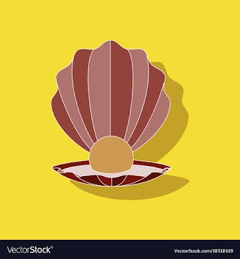 Paper sticker on background of pearl mussel vector image