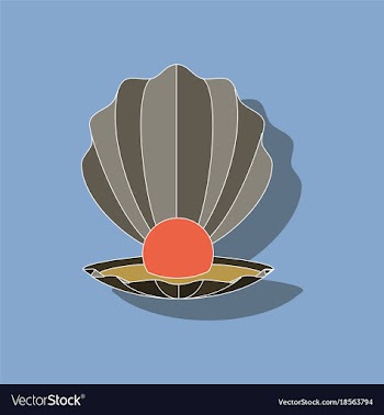 Paper sticker on background of pearl mussel vector image