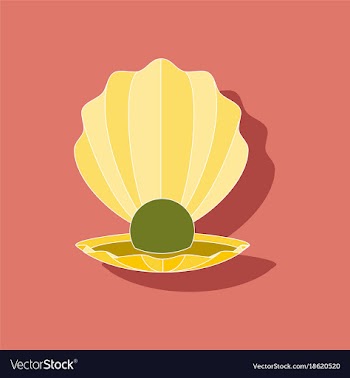 Paper sticker on background of pearl mussel vector image