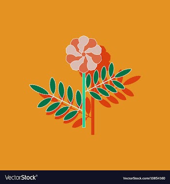 Paper sticker on background of plant tagetes vector image