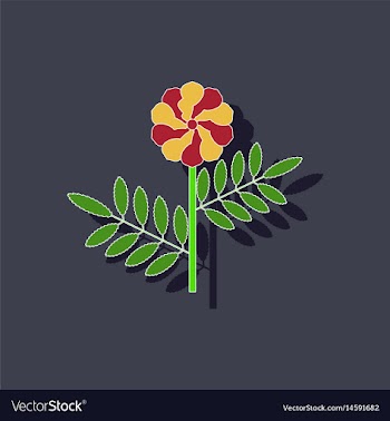 Paper sticker on background of plant tagetes vector image