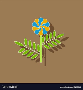 Paper sticker on background of plant tagetes vector image