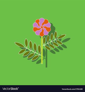 Paper sticker on background of plant tagetes vector image