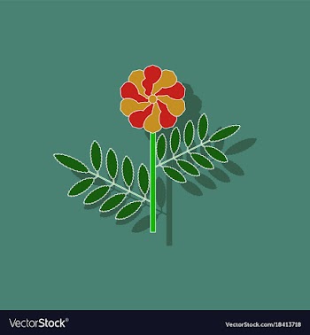 Paper sticker on background of plant tagetes vector image