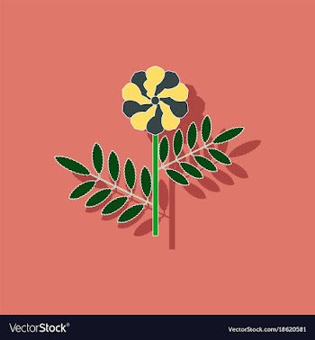 Paper sticker on background of plant tagetes vector image