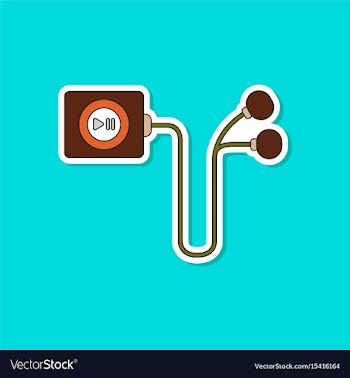 Paper sticker on background of player with vector image