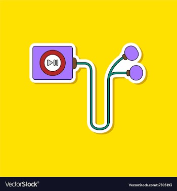 Paper sticker on background of player with vector image