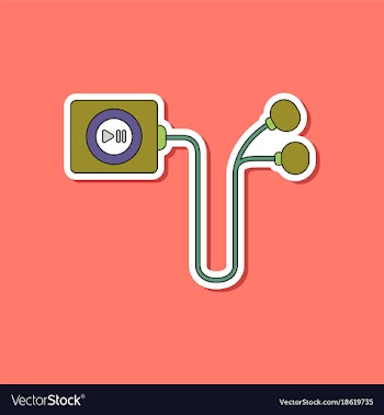 Paper sticker on background of player with vector image