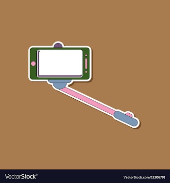 Paper sticker on background of Smartphone selfie vector image