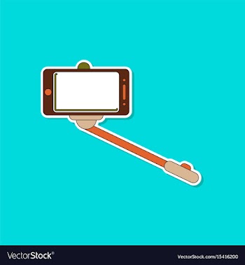 Paper sticker on background of smartphone selfie vector image