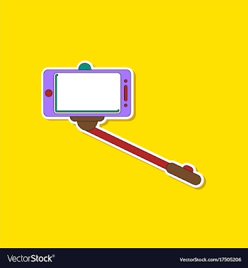 Paper sticker on background of smartphone selfie vector image