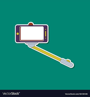 Paper sticker on background of smartphone selfie vector image