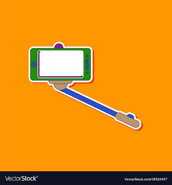 Paper sticker on background of smartphone selfie vector image