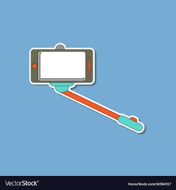 Paper sticker on background of smartphone selfie vector image