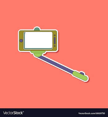 Paper sticker on background of smartphone selfie vector image