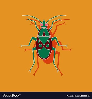 Paper sticker on background of soldier bug vector image