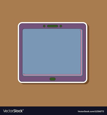 Paper sticker on background of tablet gadget vector image