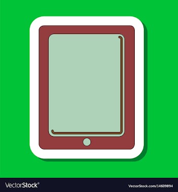 Paper sticker on background of tablet gadget vector image