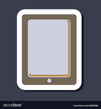 Paper sticker on background of tablet gadget vector image