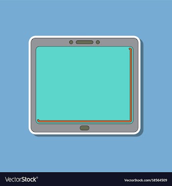 Paper sticker on background of tablet gadget vector image