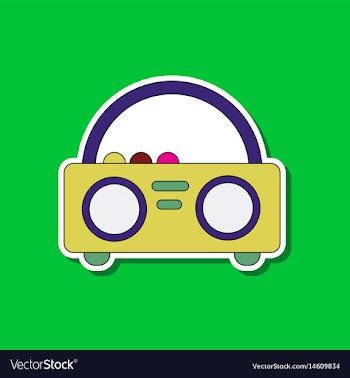 Paper sticker on background of tape recorder vector image