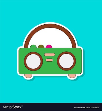 Paper sticker on background of tape recorder vector image