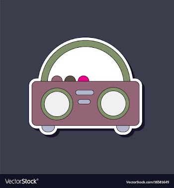 Paper sticker on background of tape recorder vector image