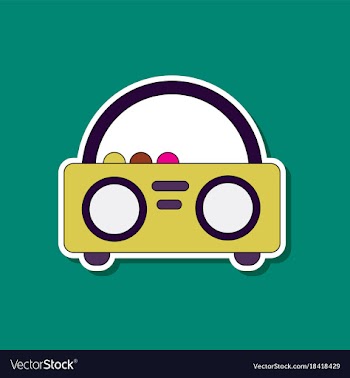 Paper sticker on background of tape recorder vector image